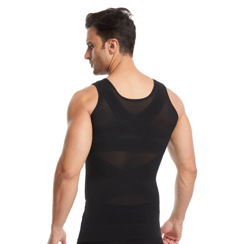 Men's Compression Shirt Slimming Body Shaper Vest - SculptX