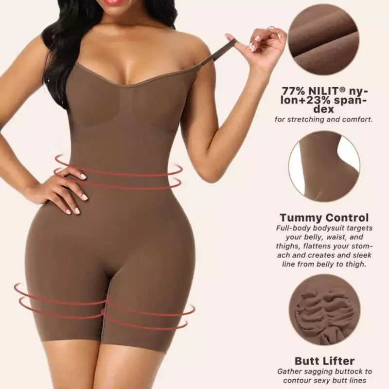 Postpartum Body Shaper Bodysuit with Open-Crotch Design - SculptX