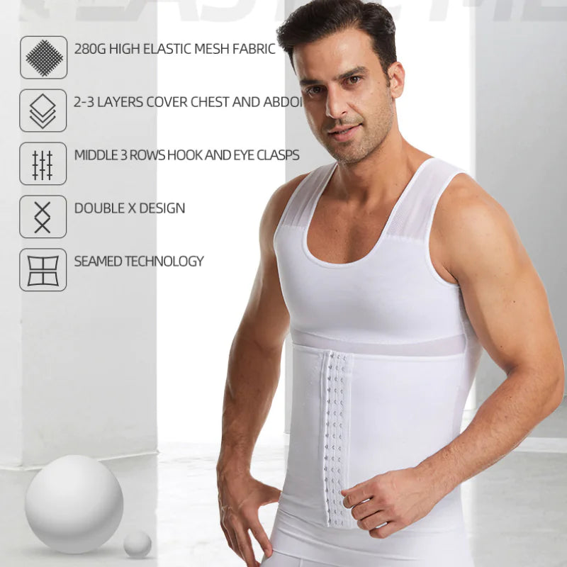 Men's Compression Shirt Slimming Body Shaper Vest - SculptX